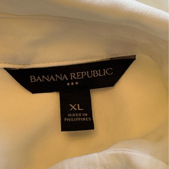 Banana Republic Ivory Button Down Tunic Shirt XL Lightweight Casual Blouse - Picture 3 of 9